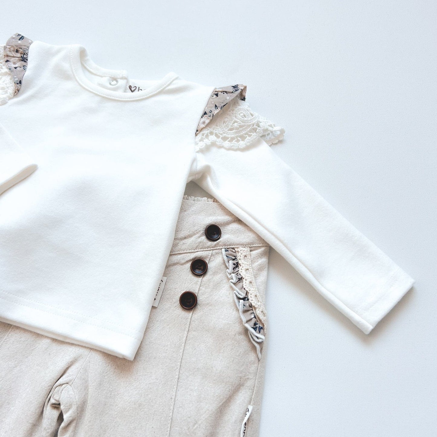 Love Henry Baby Girls LS Print Sleeve Top - Cream