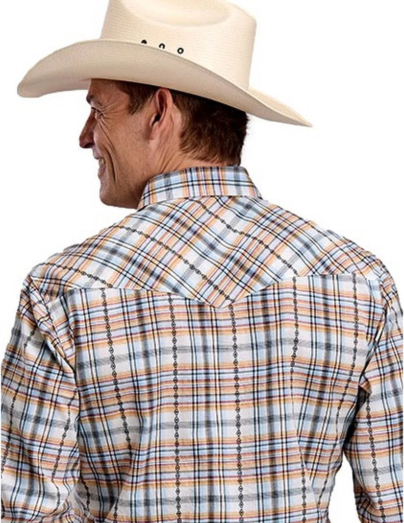 Men's Roper West Made Collection Long Sleeve Shirt - Plaid White