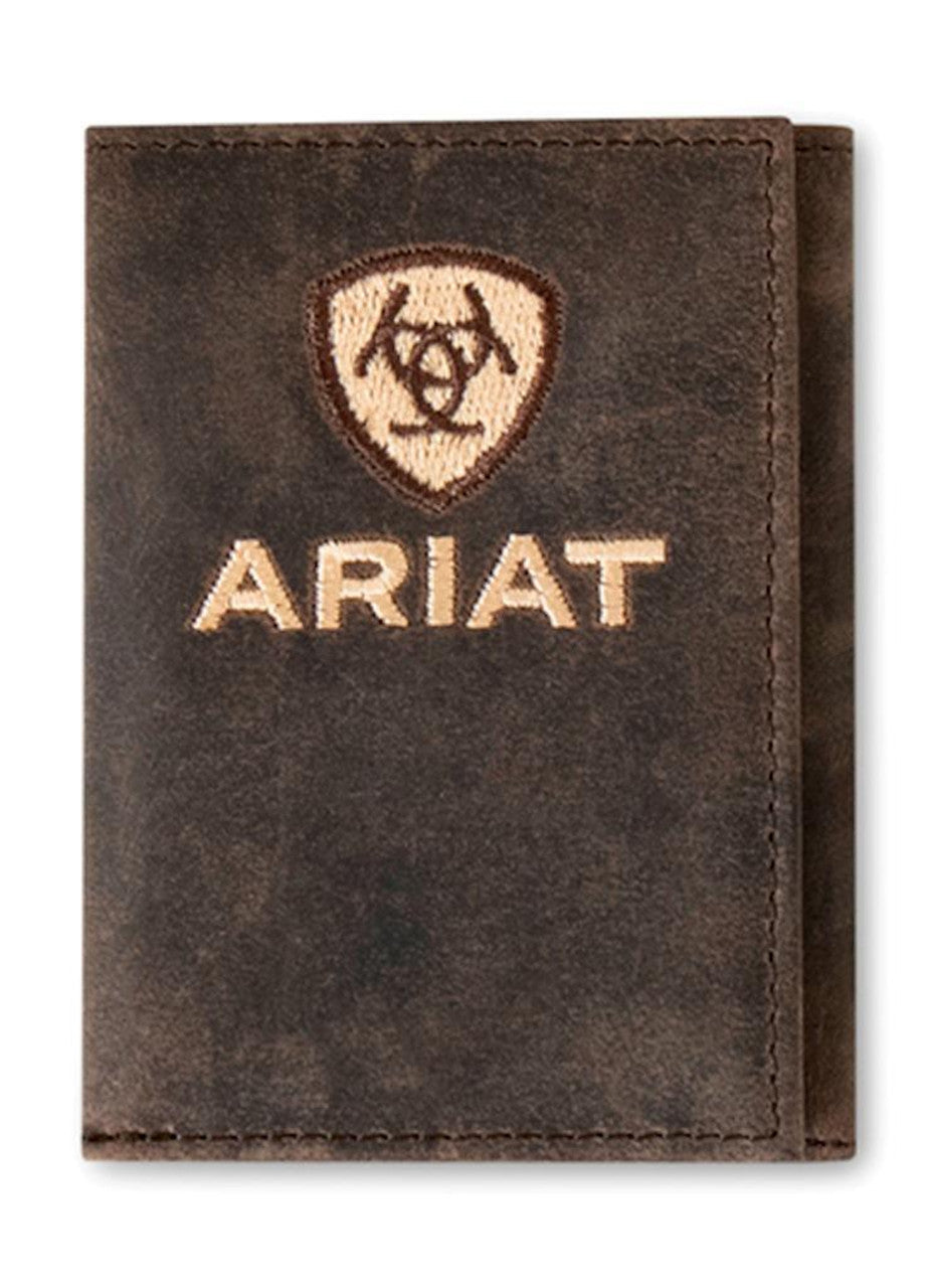Ariat Trifold Wallet Crazy Horse Embroidered Brown