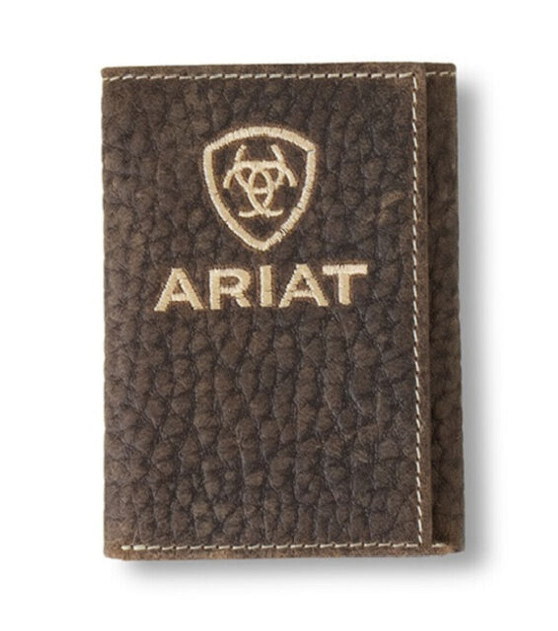 Ariat Trifold Wallet Bullhide Embroidered Logo Brown Rowdy