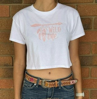 Ladies Wild One Crop Top - White