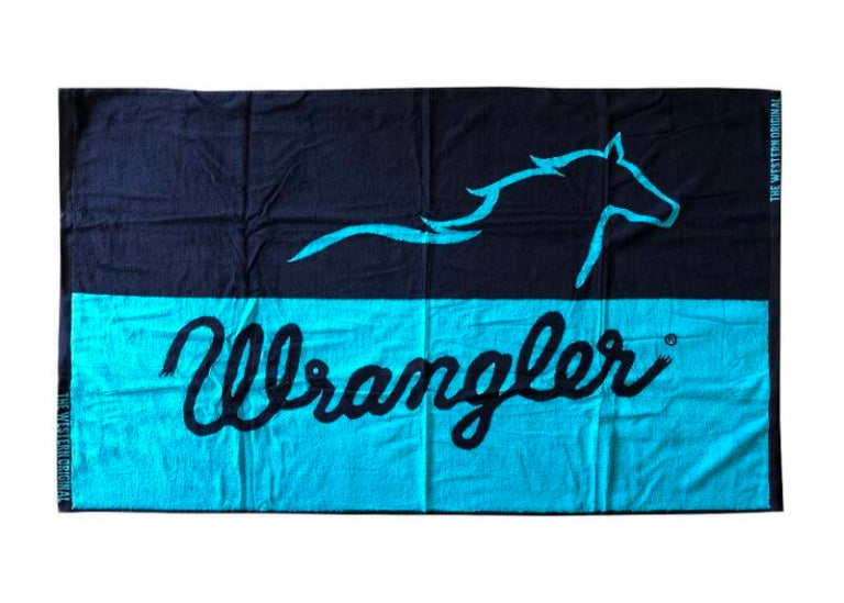 Wrangler Running horse Beach Towel Navy/Aqua