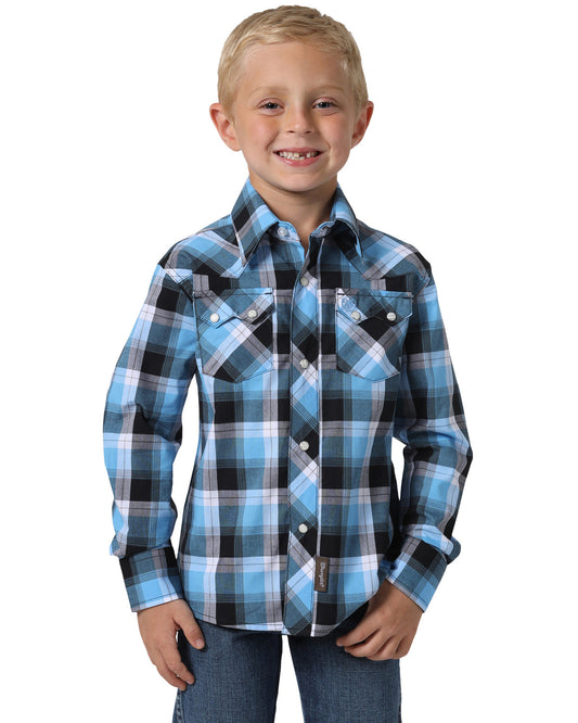 Wrangler Boys Retro L/S Logo Blue/Black