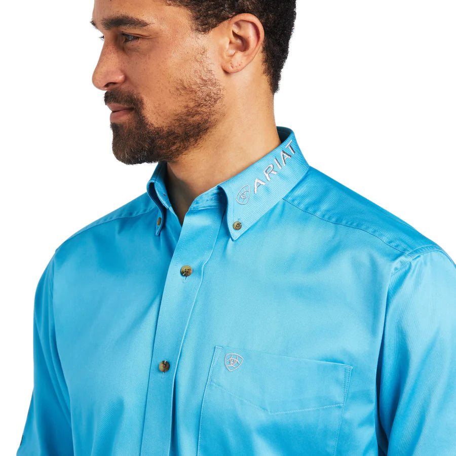 Ariat Mens Team Logo Twill Classic L/S Shirt Rivera/Leather Tool