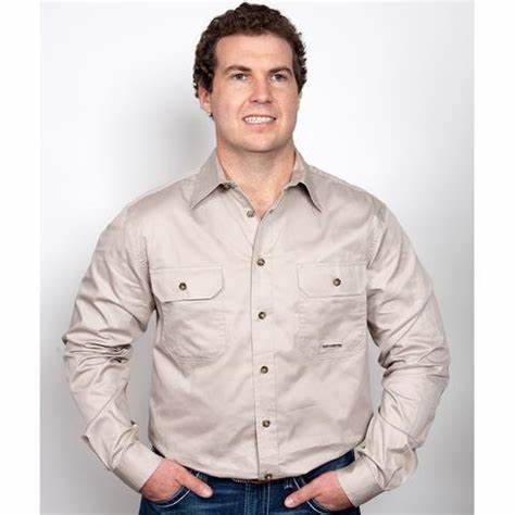 Just Country Evan Full Button Work Shirts Stone