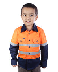 Ritemate Kids Work Shirts Orange/Navy