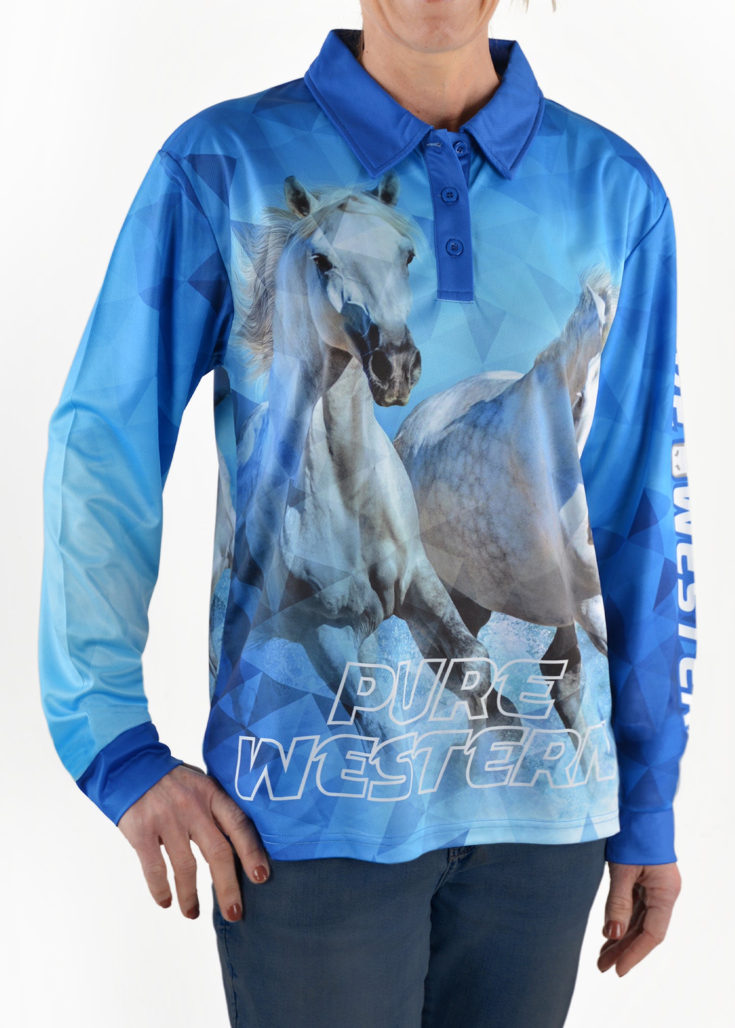 Pure Western Ladies Rhinestone Rider Fishing Shirt