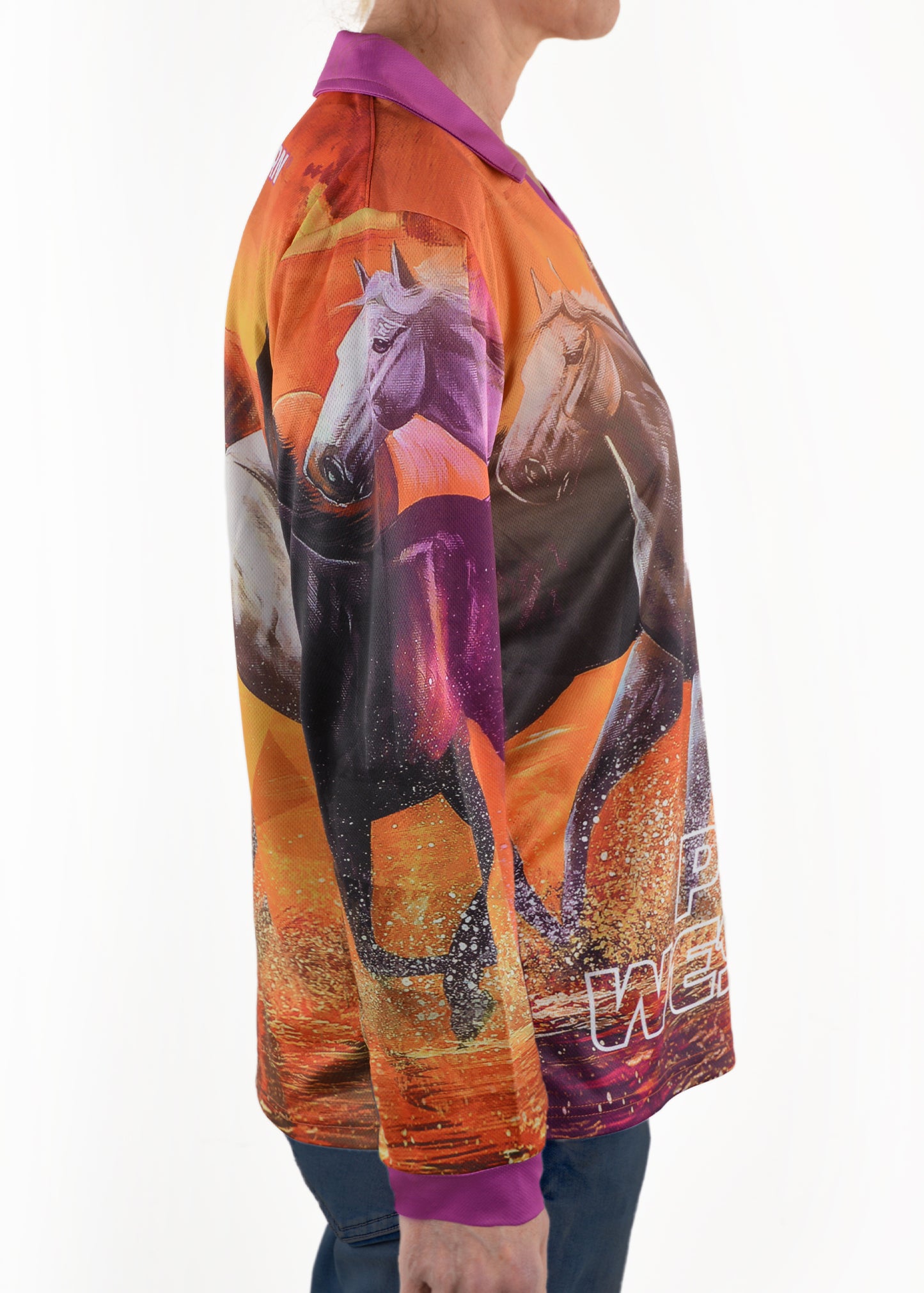 Pure Western Girls Sunset Ride Fishing Shirt