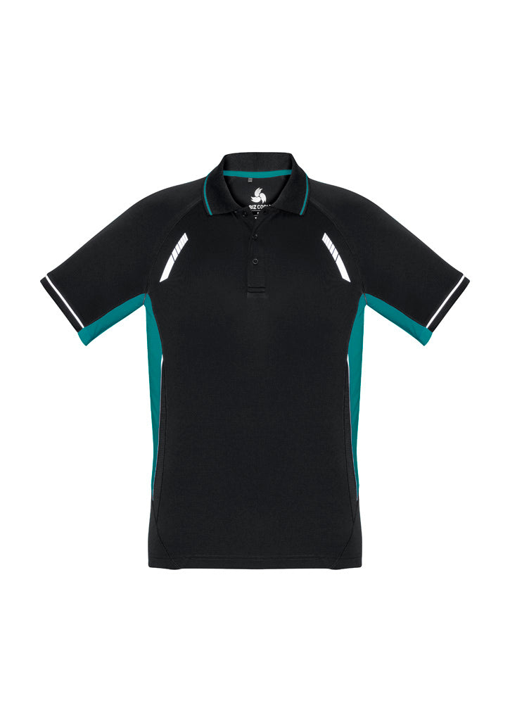 RENEGADE Mens Black/Teal/Silver Polo