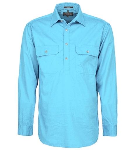 PILBARA Mens W/Shirt Cornflower 1/2 Button