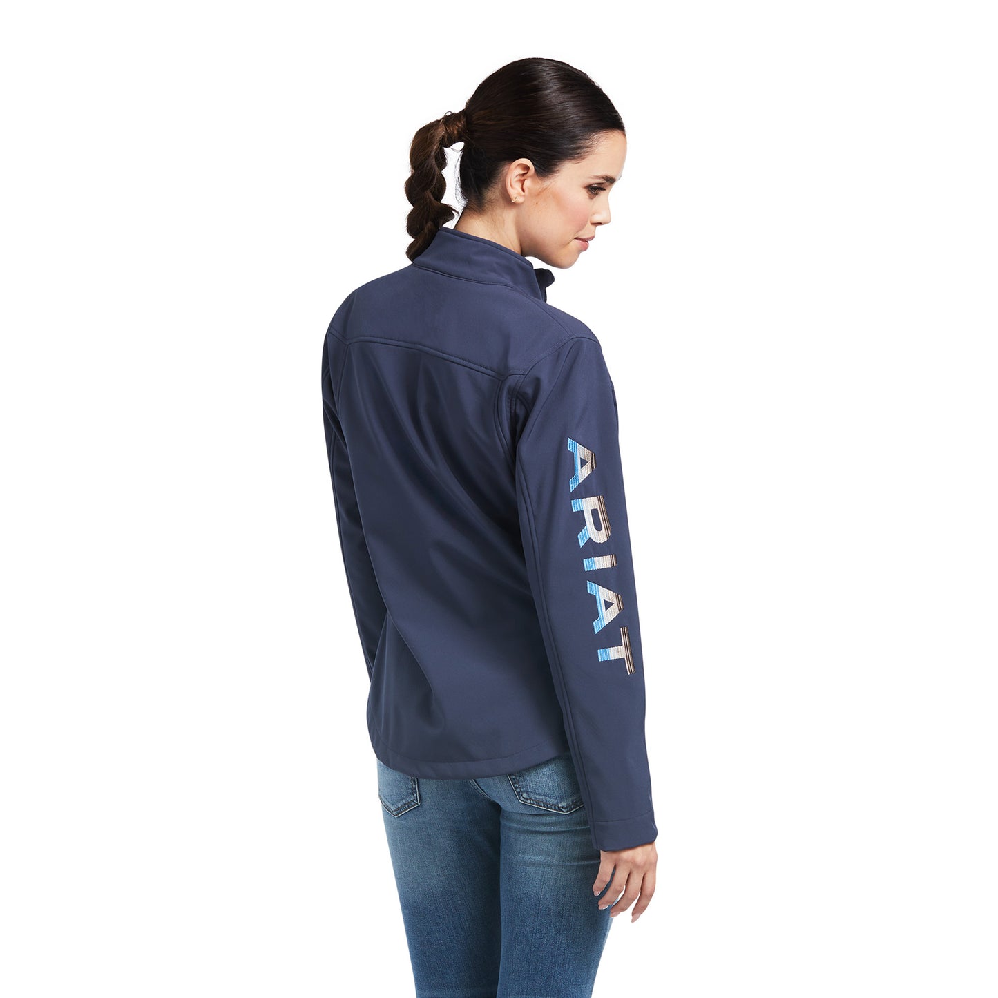Ariat Womens New Team Softshell Jacket Blue Nights/Desert Dusk Serape
