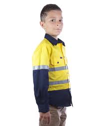 Ritemate Kids Work Shirts Yellow/Navy