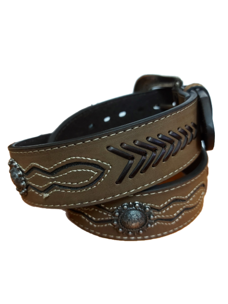 Roper Men's Belt 1.1/2" Genuine Leather Tan Overlay