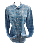 Roper Womens Long Sleeve Blue Print Western Snap Shirt