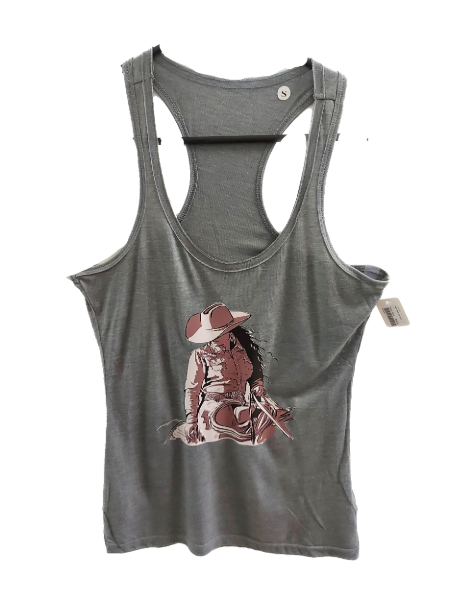 Grey Print Razor back Singlet