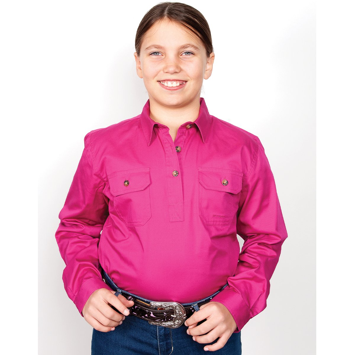 Just Country Kenzie Workshirt Girls Magenta