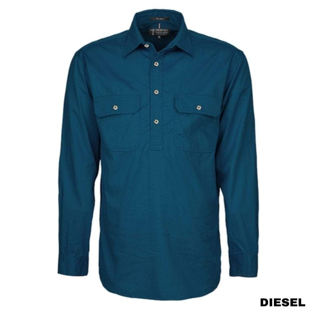 PILBARA Mens Half Button Work Shirt Diesel