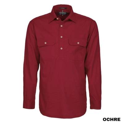 PILBARA Mens Work Closed Shirt Ochre
