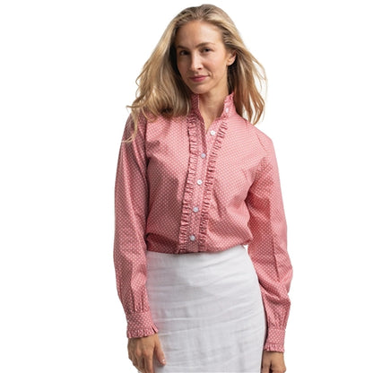 Just Country Women's Abby Frills Full Button - Rosewater & White mini spots