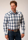 ROPER Mens Amarillo Collection Plaid Blue Shirt