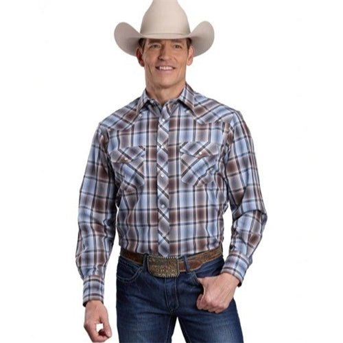 Roper Men's Karman Classic Collection LS Shirt - Plaid/ Brown