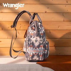 Wrangler Aztec Printed Callie Backpack (Nappy Bag) - Grey