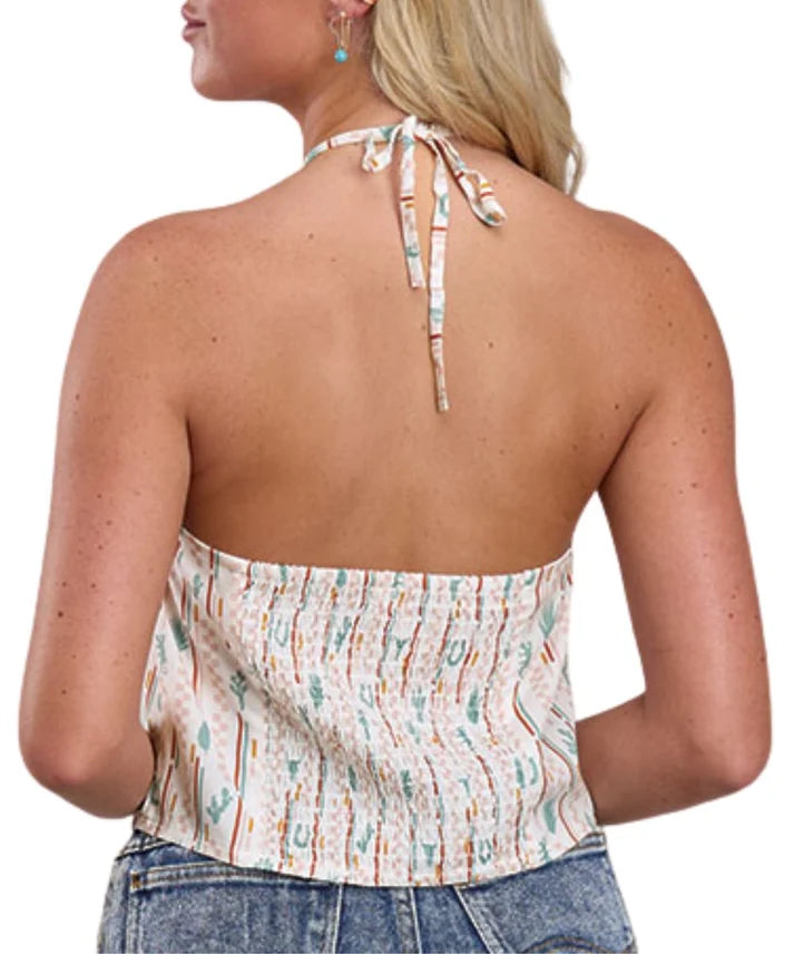Roper Women's Five-Star Collection Halter Top Print White