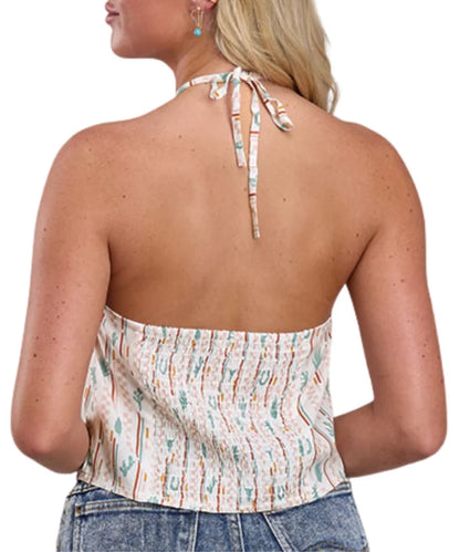 Roper Women's Five-Star Collection Halter Top Print White