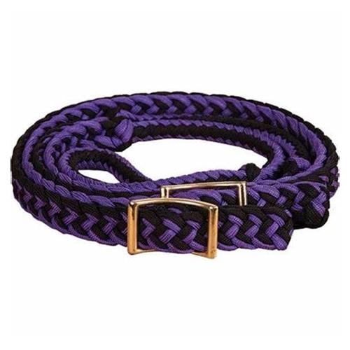 Mustang® Braided Barrel Racing Reins Purple/Black