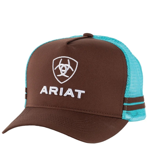 Ariat Stacked Logo Trucker Cap Brown/Turquoise