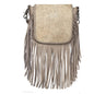 Montana West Genuine Leather Hair-On Collection Fringe Crossbody - Tan
