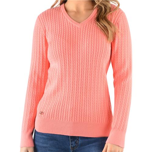 Womens V-Neck Fine Cable Jumper