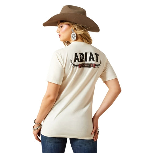 Ariat women's Bull Horns Tee - Natural