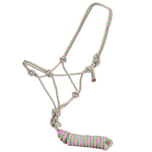 Fort Worth Rope Halter w/Lead - Pink/Lime