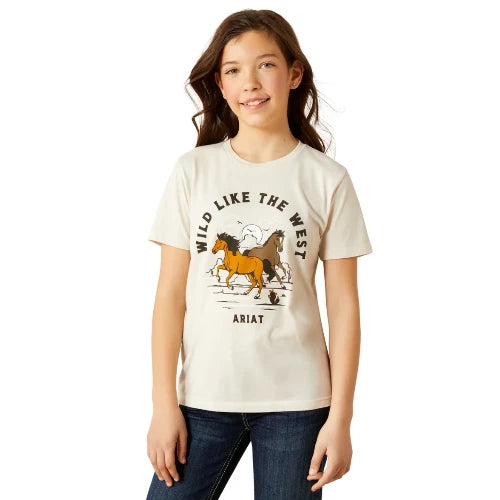 Ariat Girls Wild Like the West Short Sleeve Tee Natural