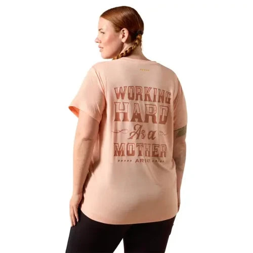 Ariat Women's Rebar Evolution Mother V- Neck Short Sleeve Tee - Papaya Punch