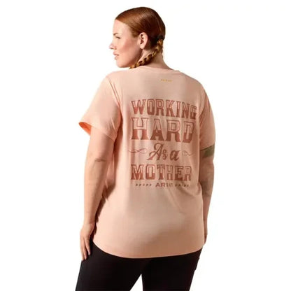Ariat Women's Rebar Evolution Mother V- Neck Short Sleeve Tee - Papaya Punch