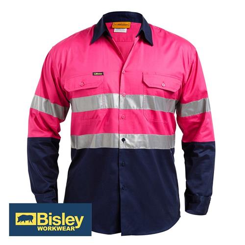 Womens HiVis Cool L/W Shirt Pnk/Nvy
