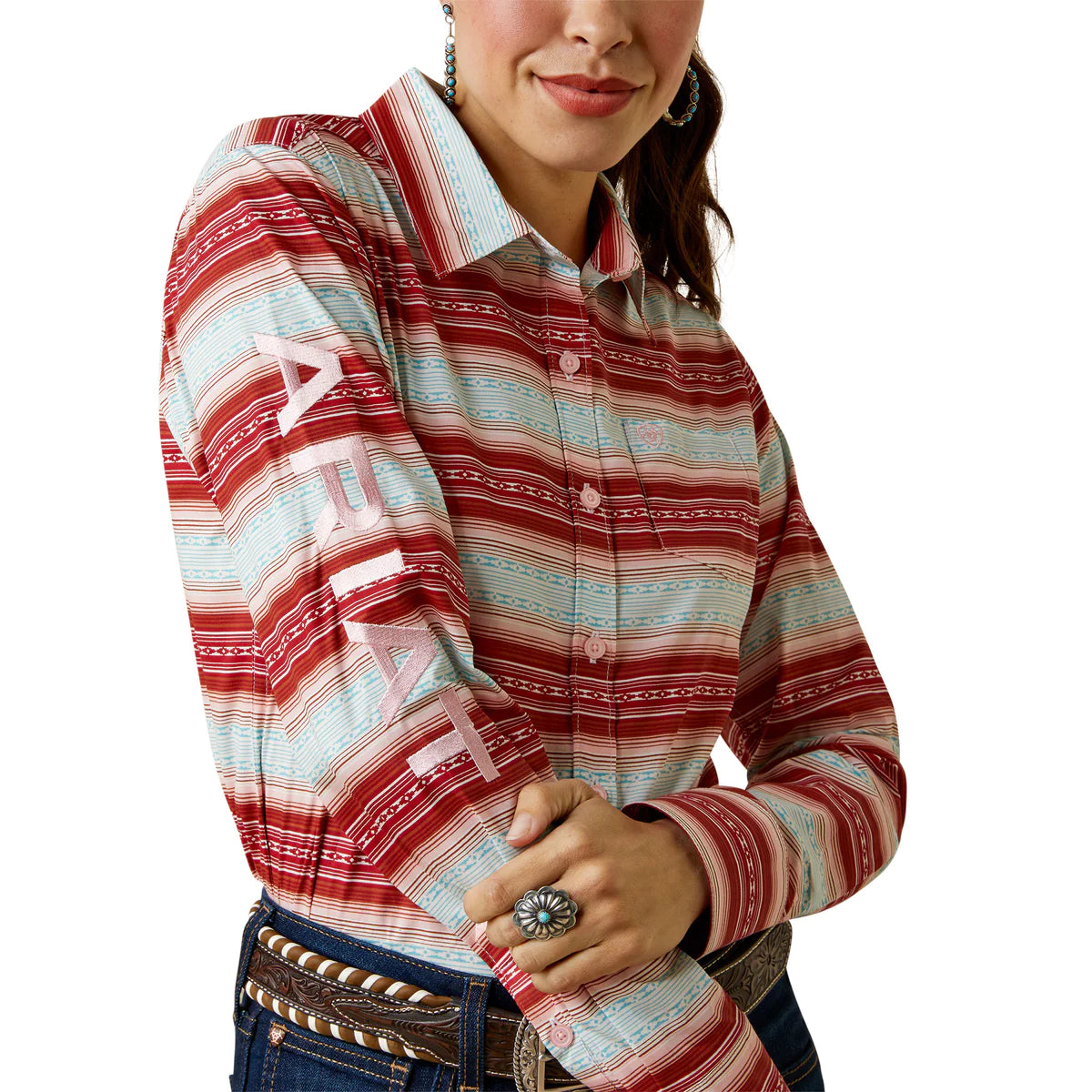 Ariat Ladies Wrinkle Resist Team Kirby Stretch Shirt - Savannah Print