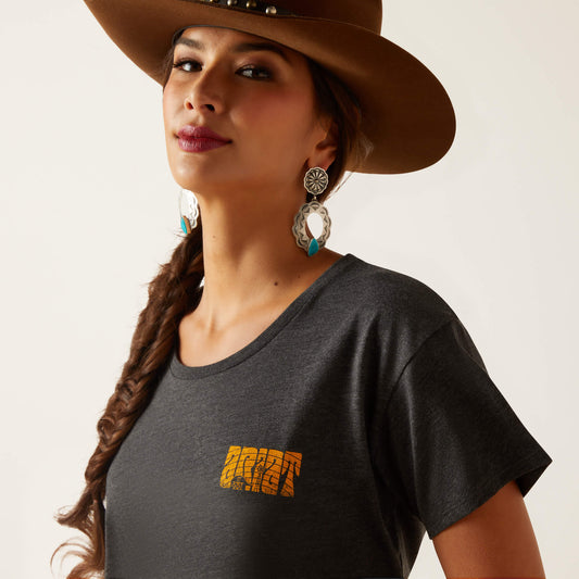 Ariat Womens Groovy Sunset S/S T-Shirt Charcoal Heather