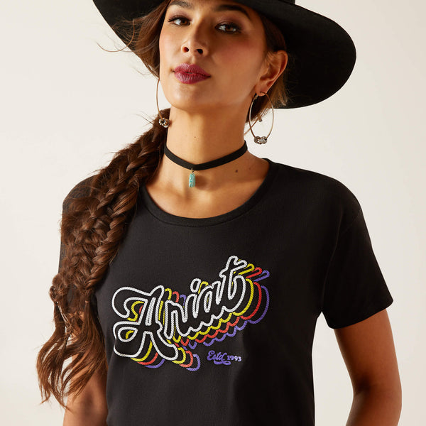 Ariat Womens Rainbow Script S/S T-Shirt Black