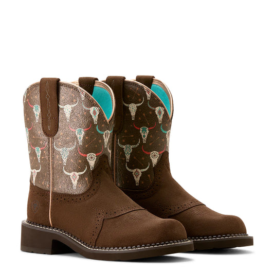 Ariat Ladies Fatbaby Heritage Farrah Barley/Boho Skull Print Boots