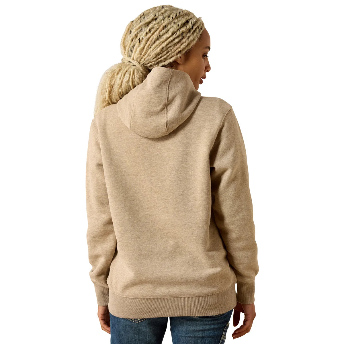 Ariat Women's Rebar Lightweight Log 1/2 Hoodie Oatmeal Heather / Whisper Pink