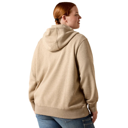 Ariat Women's Rebar Lightweight Log 1/2 Hoodie Oatmeal Heather / Whisper Pink