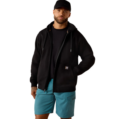 Ariat Men's Rebar Lightweight Label Full Zip Hoodie Black
