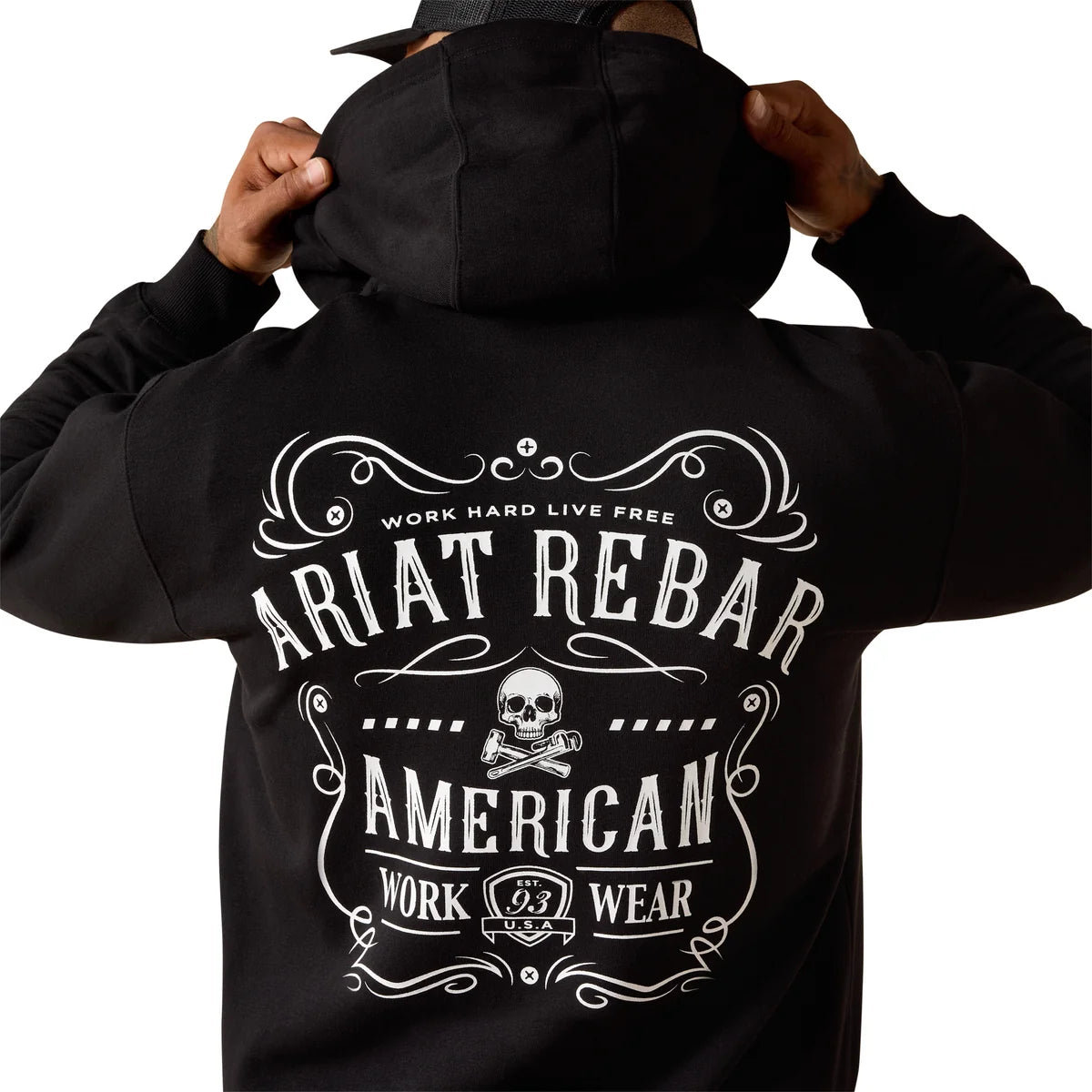 Ariat Men's Rebar Lightweight Label Full Zip Hoodie Black
