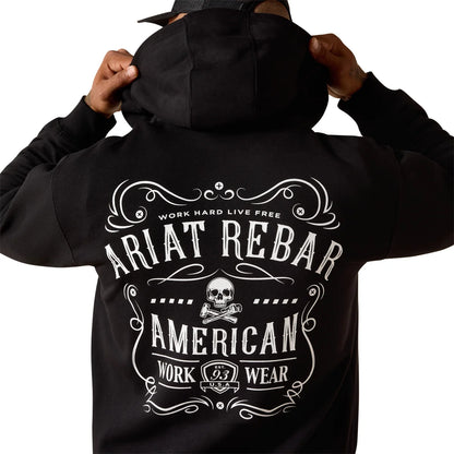 Ariat Men's Rebar Lightweight Label Full Zip Hoodie Black