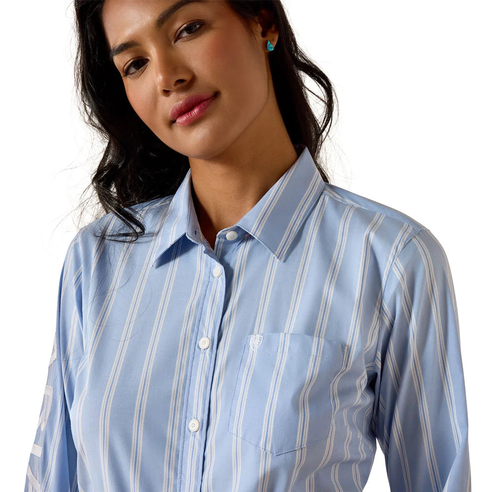 Ariat Women's Team Kirby Long Sleeve Shirt Ashleigh Blue Strip