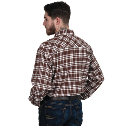 Just Country Cameron Flannel - 1/2 Button - Dark Chocolate