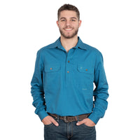 Just Country CAMERON 1/2 Button Work Shirts SAPPHIRE